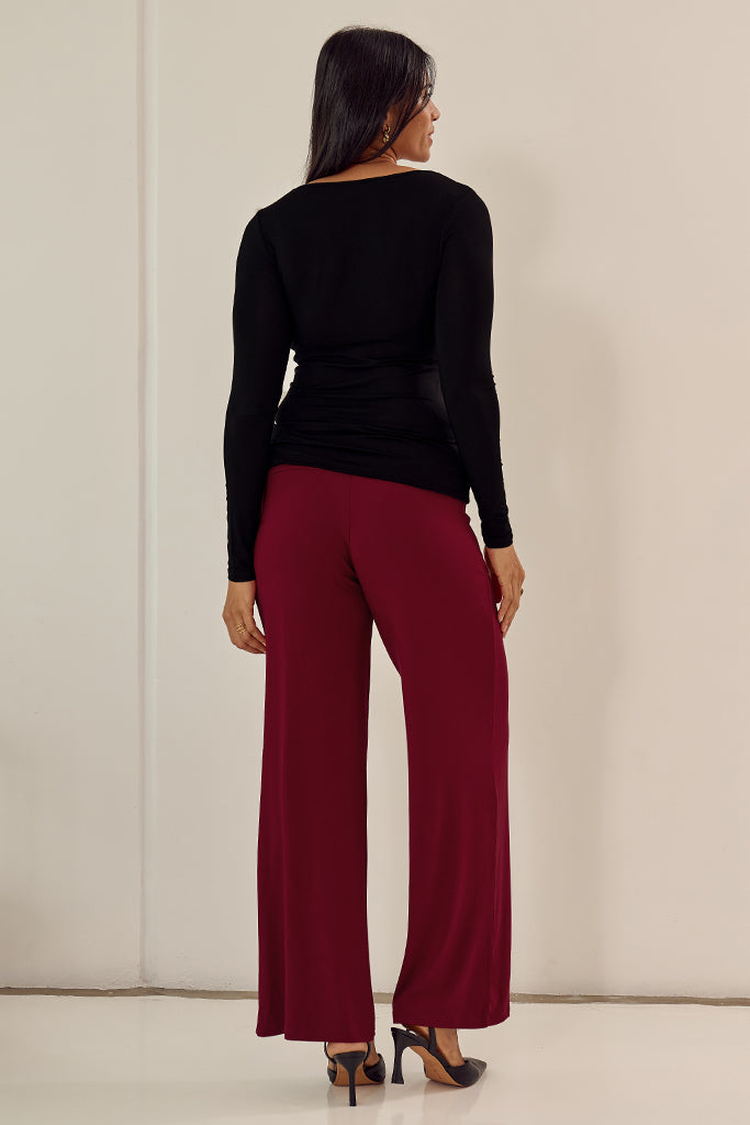 Luxe Wide Leg Pants - Rich Red