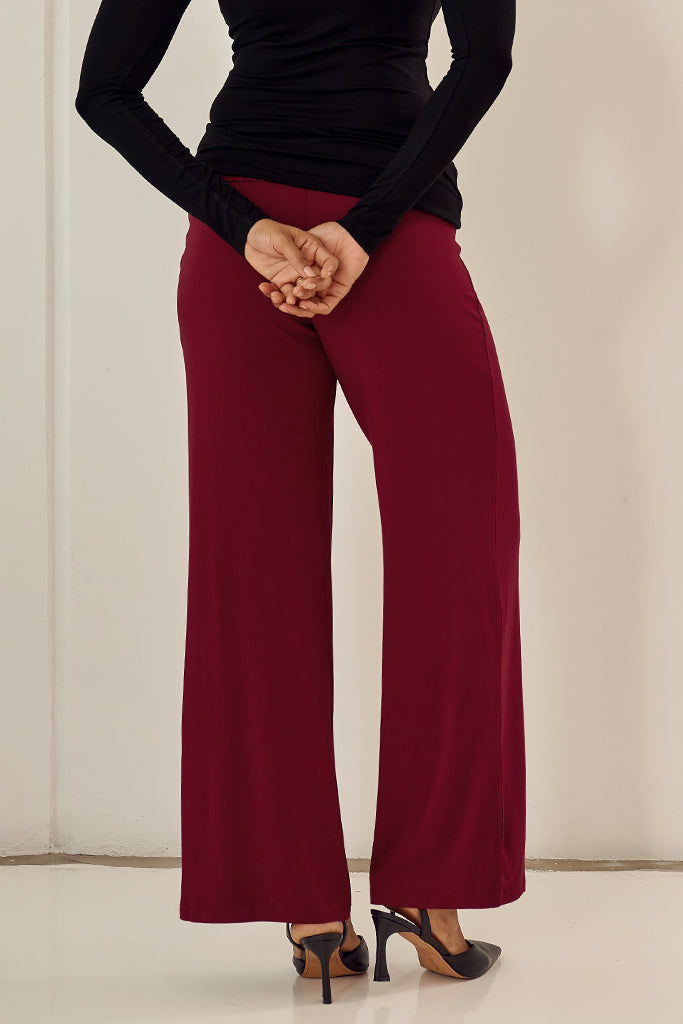 Luxe Wide Leg Pants - Rich Red
