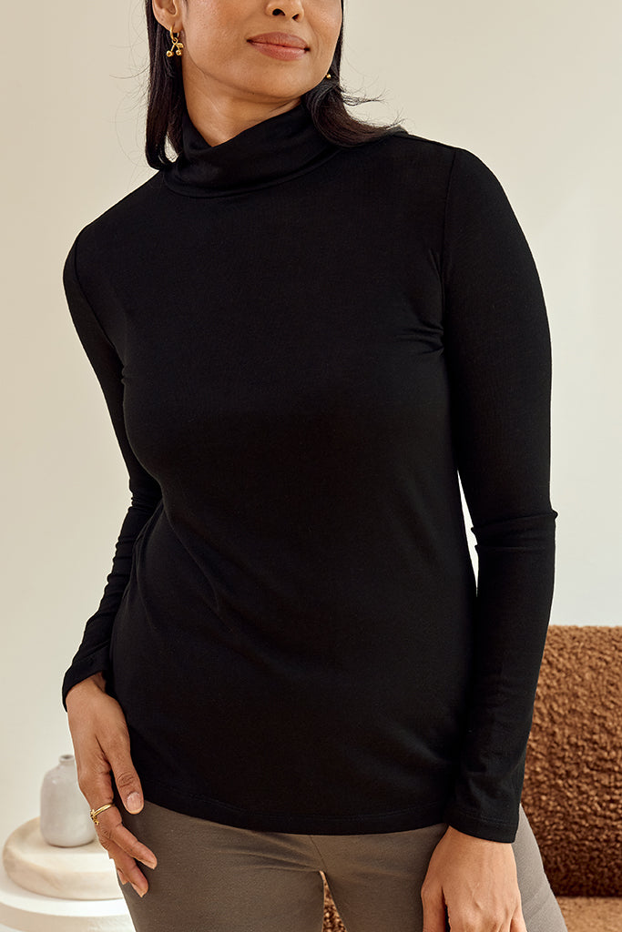 Maya Turtle Neck Knit - Black