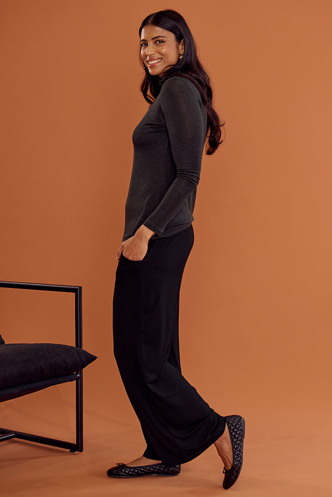 Maya Turtle Neck Knit - Charcoal