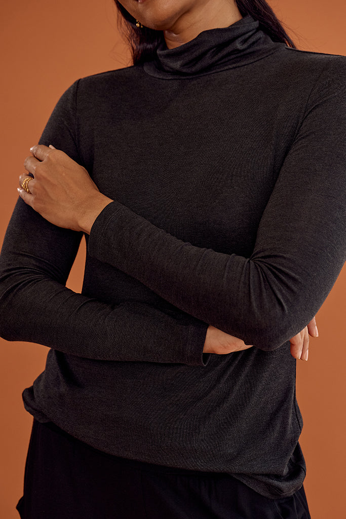 Maya Turtle Neck Knit - Charcoal