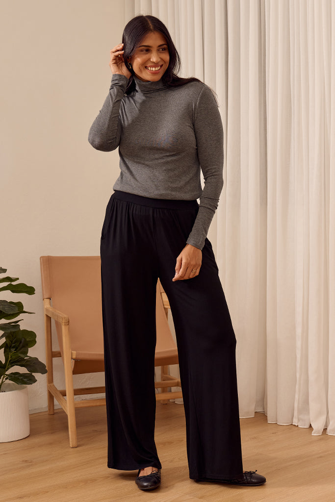 Maya Turtle Neck Knit - Grey Marle