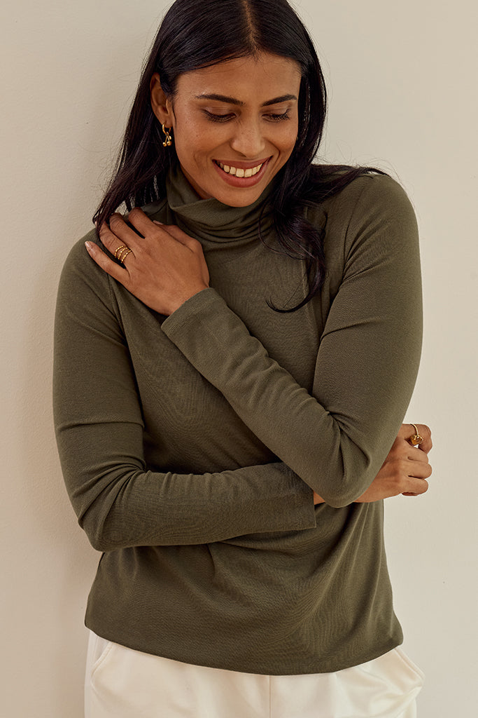Maya Turtle Neck Knit - Khaki