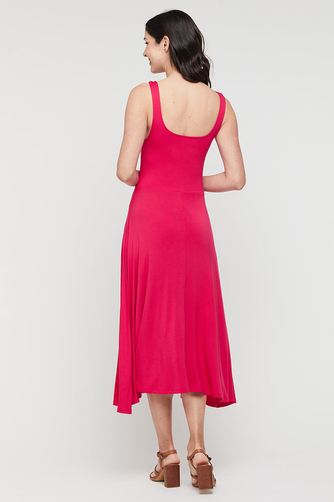 Pink sleeveless bamboo midi dress