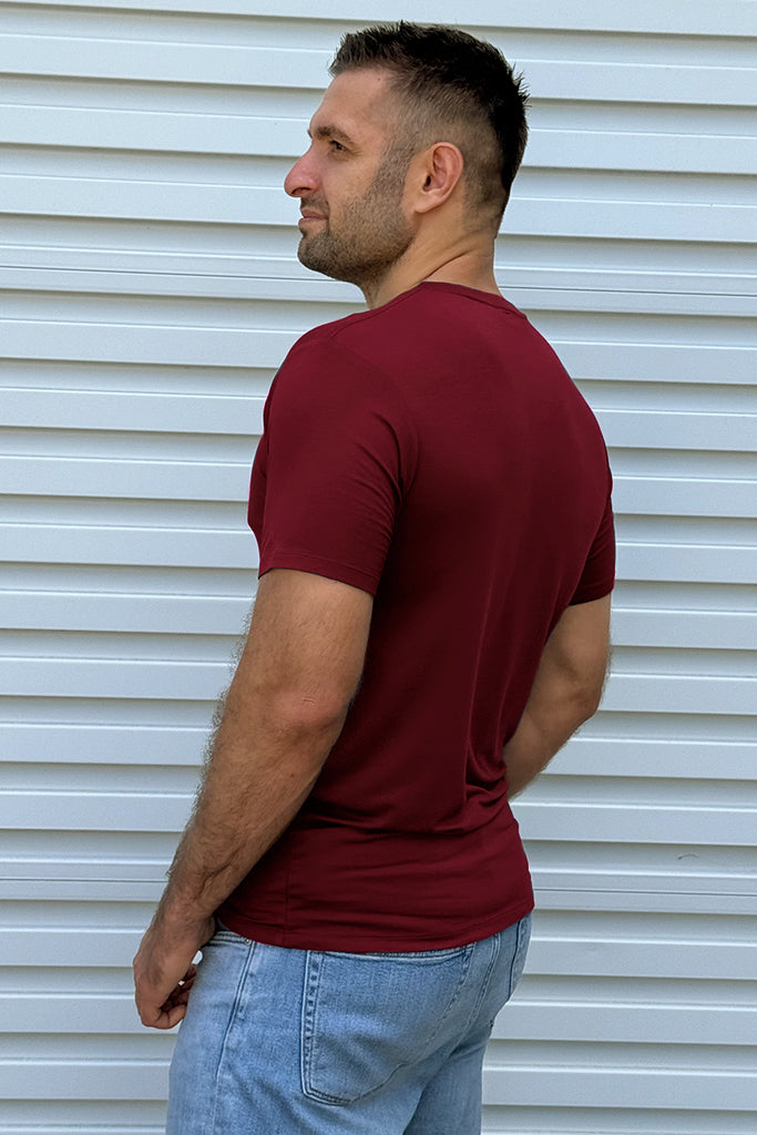 Men's V Neck Tee - Rich Red