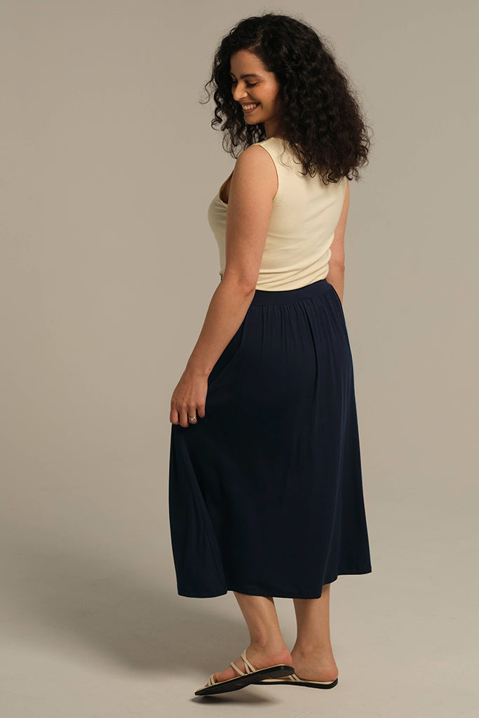 playful midi skirt in soft bamboo fabric