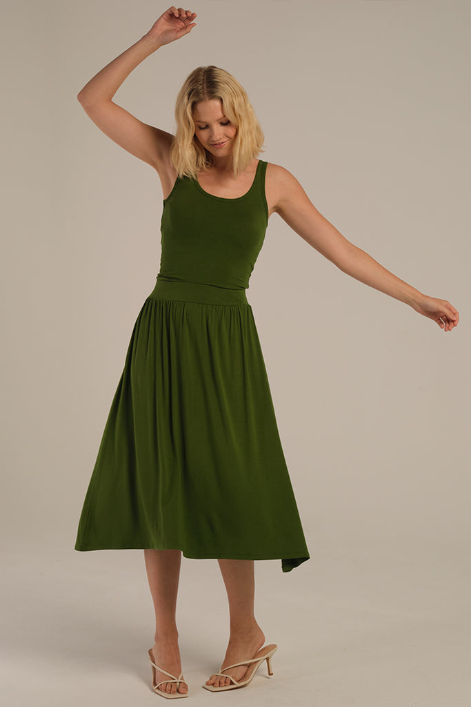 playful midi skirt in garden green colourway