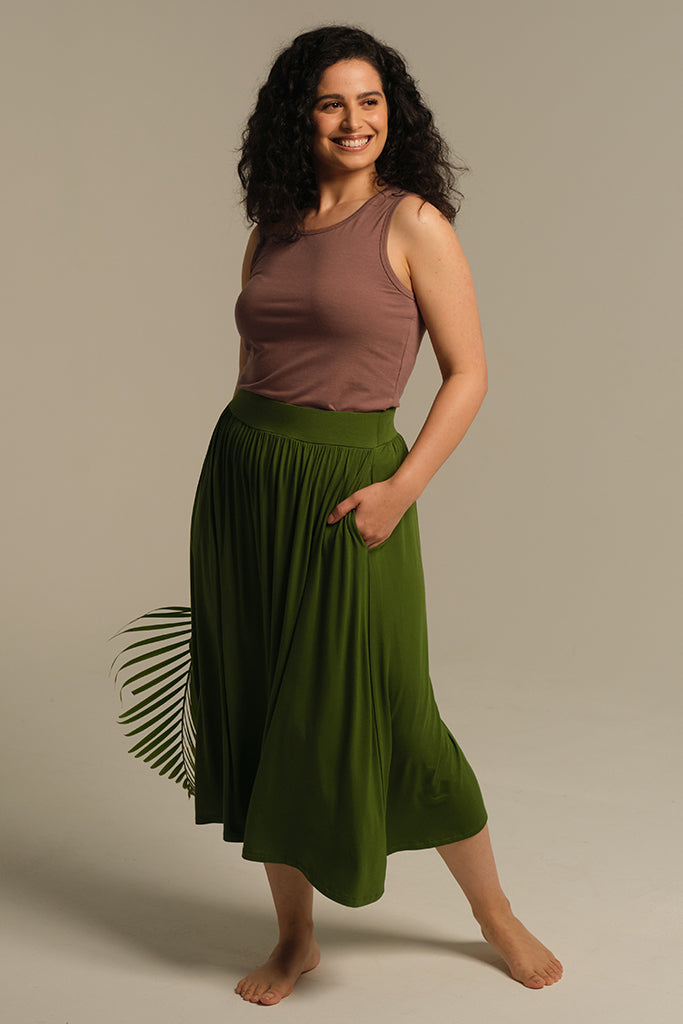 flattering midi skirt in a-line shape