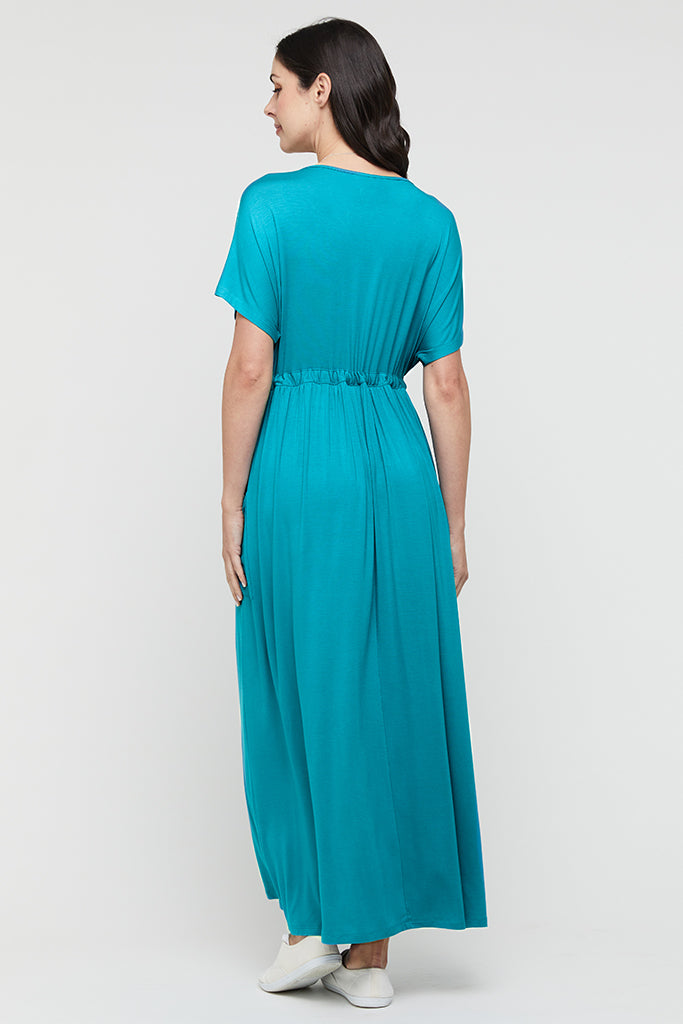 Short sleeve maxi dress in bamboo.