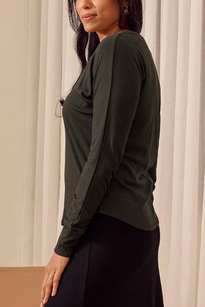 Nell Dolman Sleeve Knit Top - Deep Forest