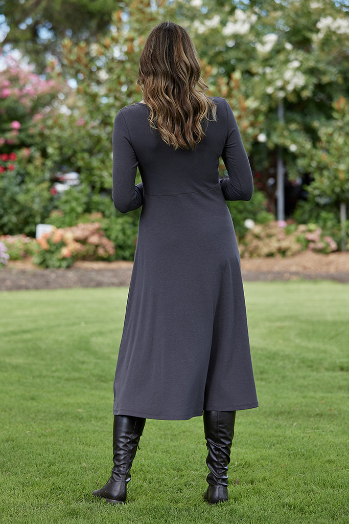 Soft and warm charcoal ribbed bamboo dress.