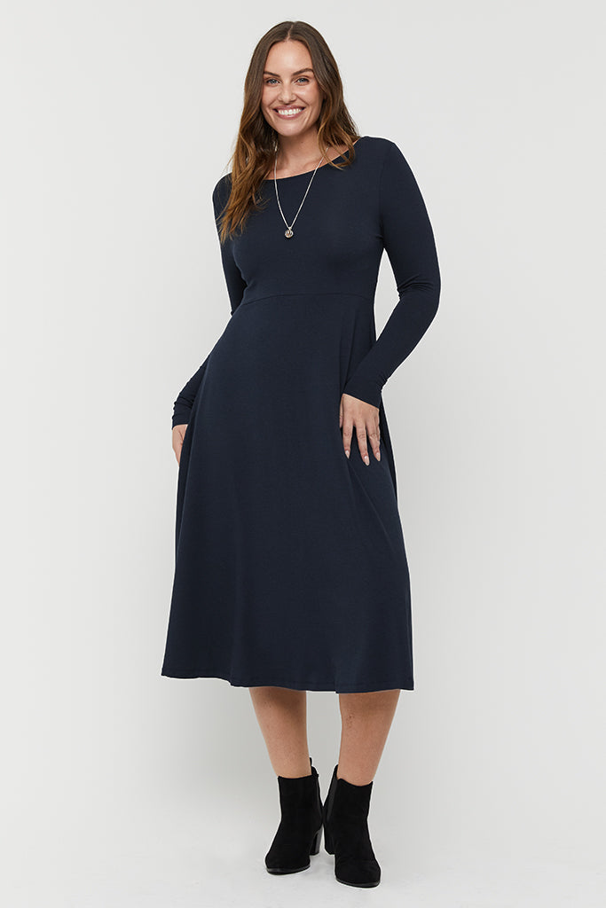 Comfortable navy winter dress