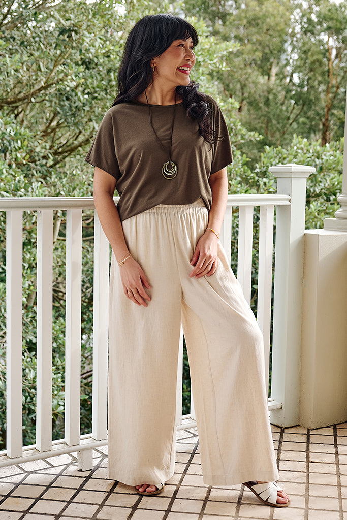 Bamboo Linen Pax Tee - Coffee