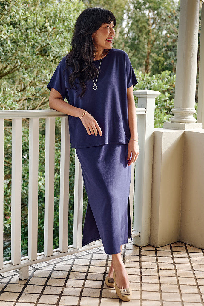 French Terry Pax Tee - Indigo