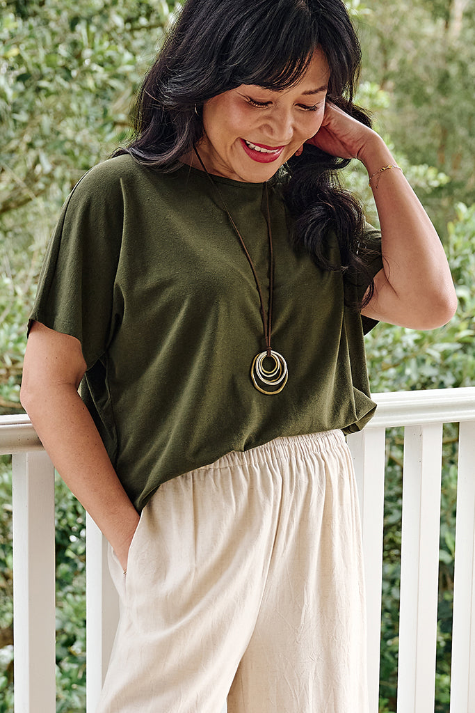 Bamboo Linen Pax Tee - Moss