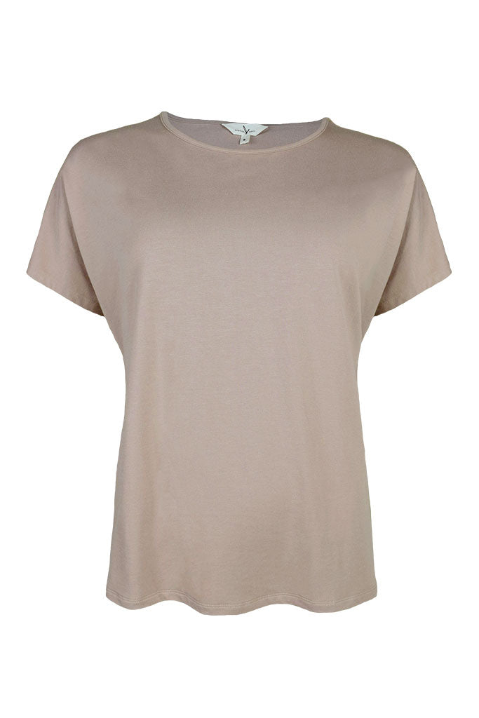 Beige bamboo t-shirt on a white background