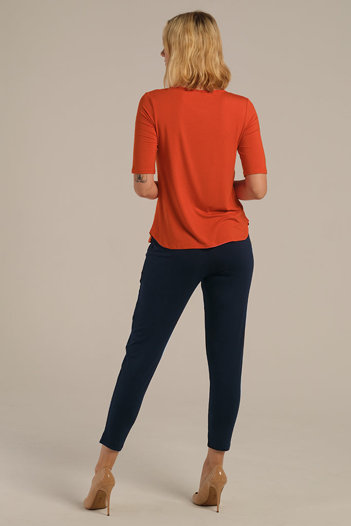 a back view of the peggy bamboo trousers in dark