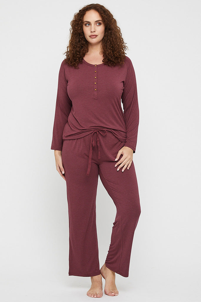 Henley PJ Set - Burgundy
