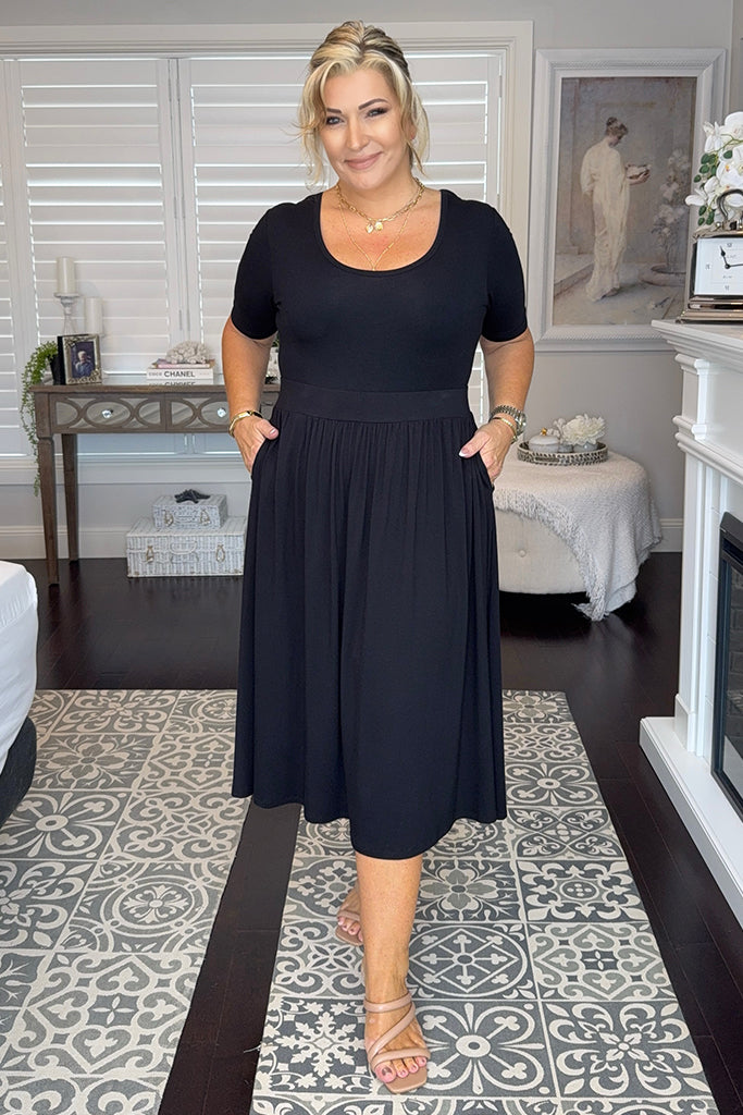 Bamboo Midi Skirt - Black