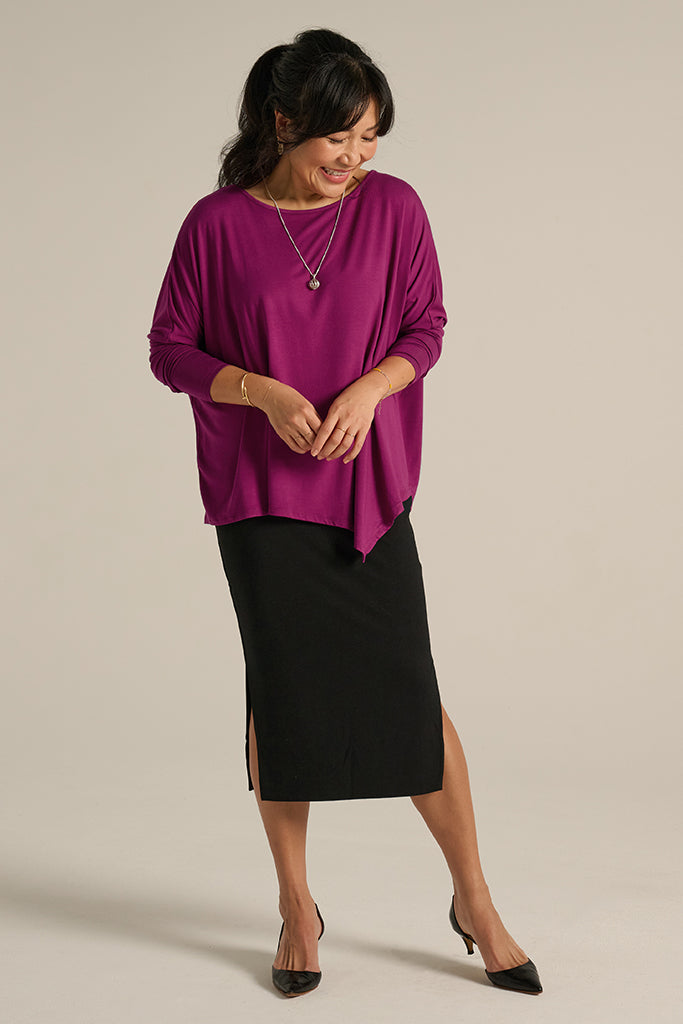 narrow midi skirt with side splits