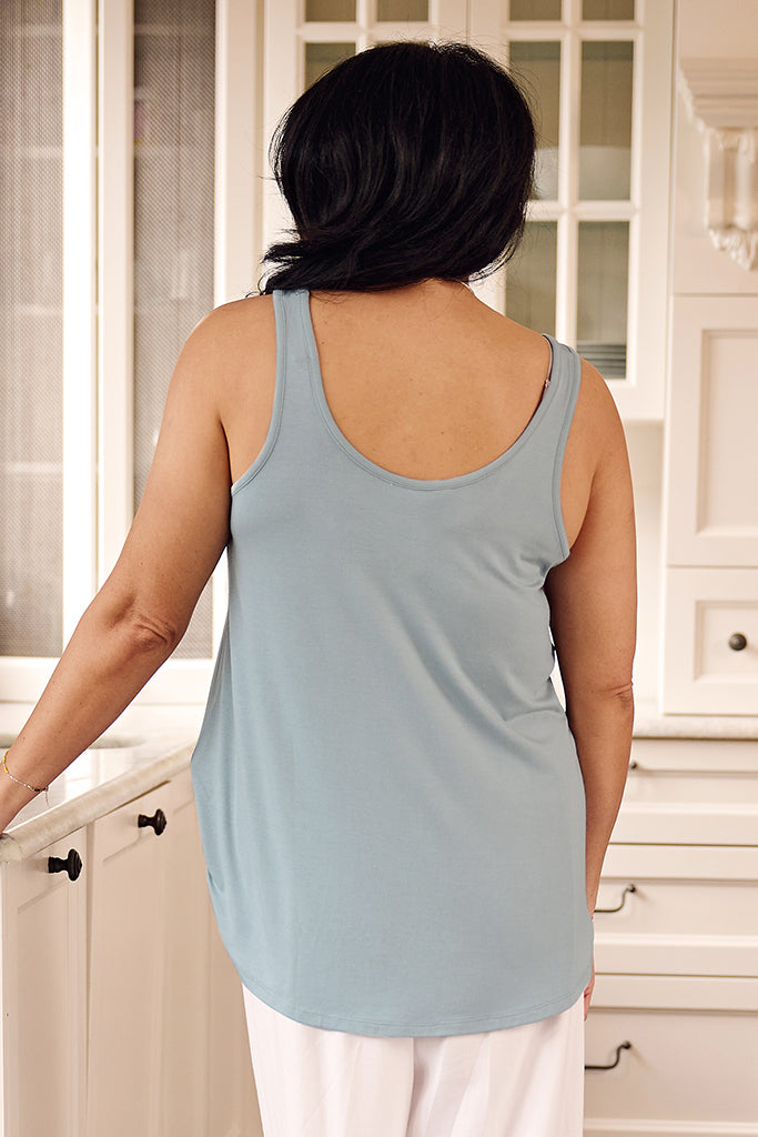 Relaxed Bamboo Singlet - Steel Blue