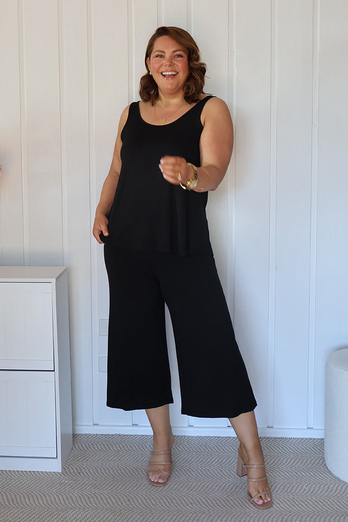 Relaxed Bamboo Singlet - Black