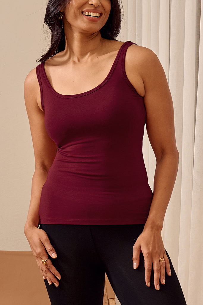 Bamboo Scoop Singlet - Rich Red