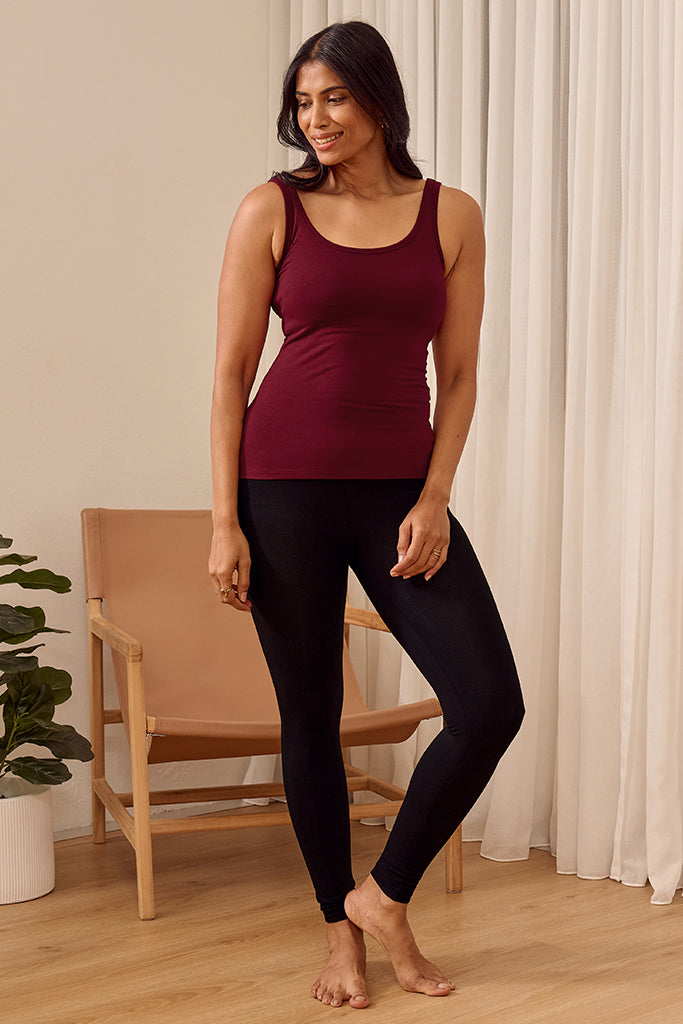 Bamboo Scoop Singlet - Rich Red