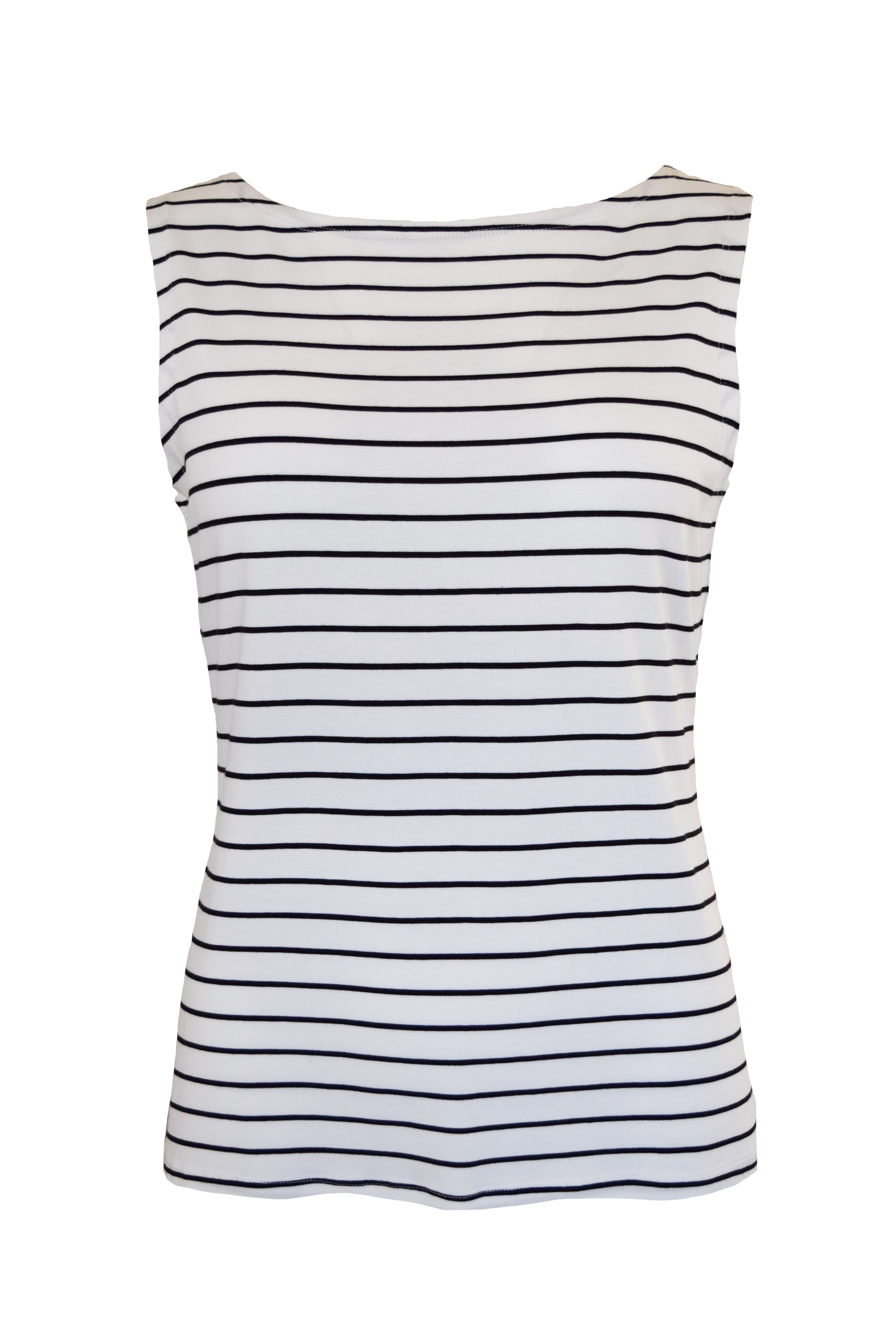 Bamboo Shell Top - White & Black Stripe