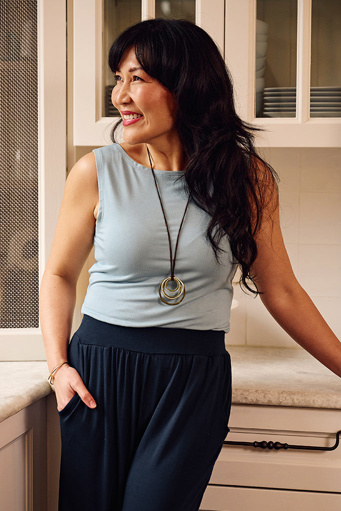 Bamboo Shell Top - Steel Blue