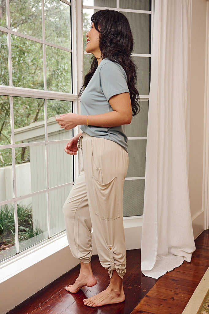 Shorter Bamboo Tee - Steel Blue
