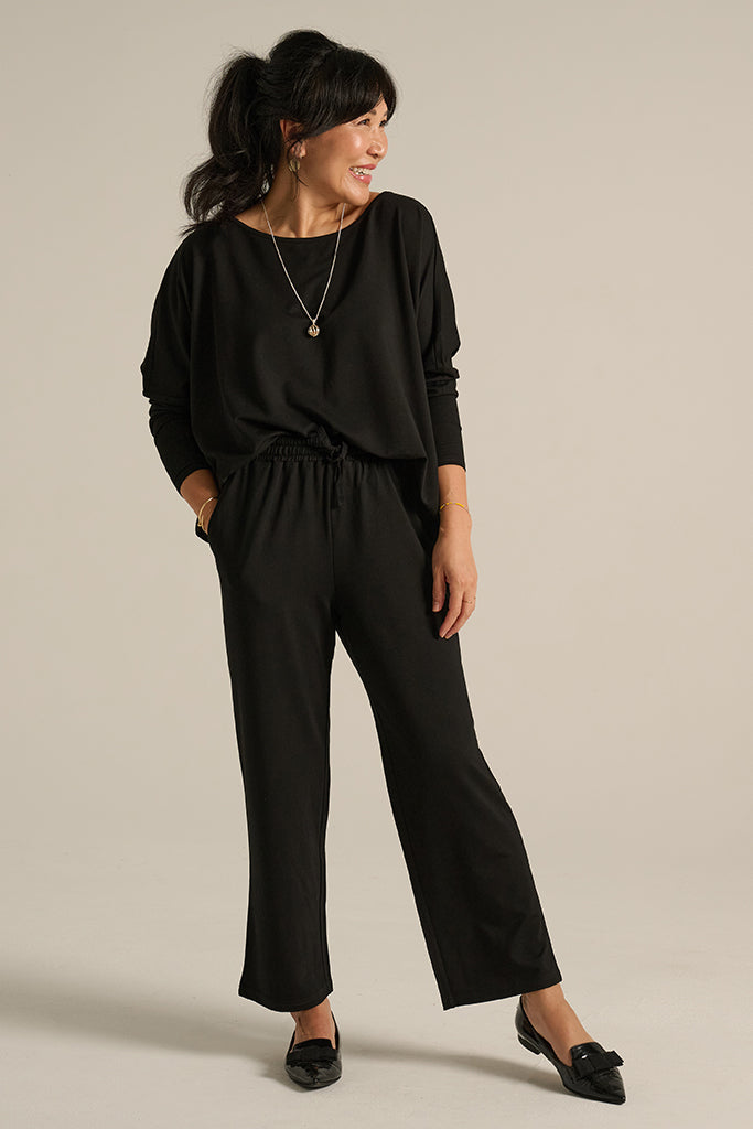 French Terry Relax Boatneck - Black