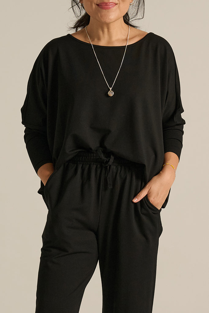 French Terry Relax Boatneck - Black