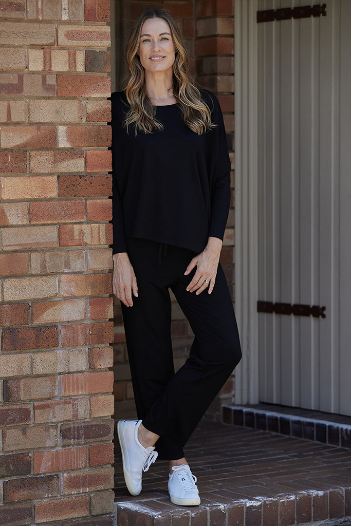 French Terry Relax Boatneck - Black