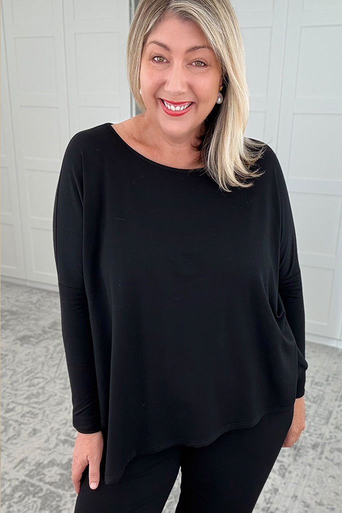 French Terry Relax Boatneck - Black