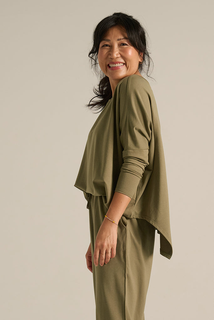 French Terry Relax Boatneck - Herb