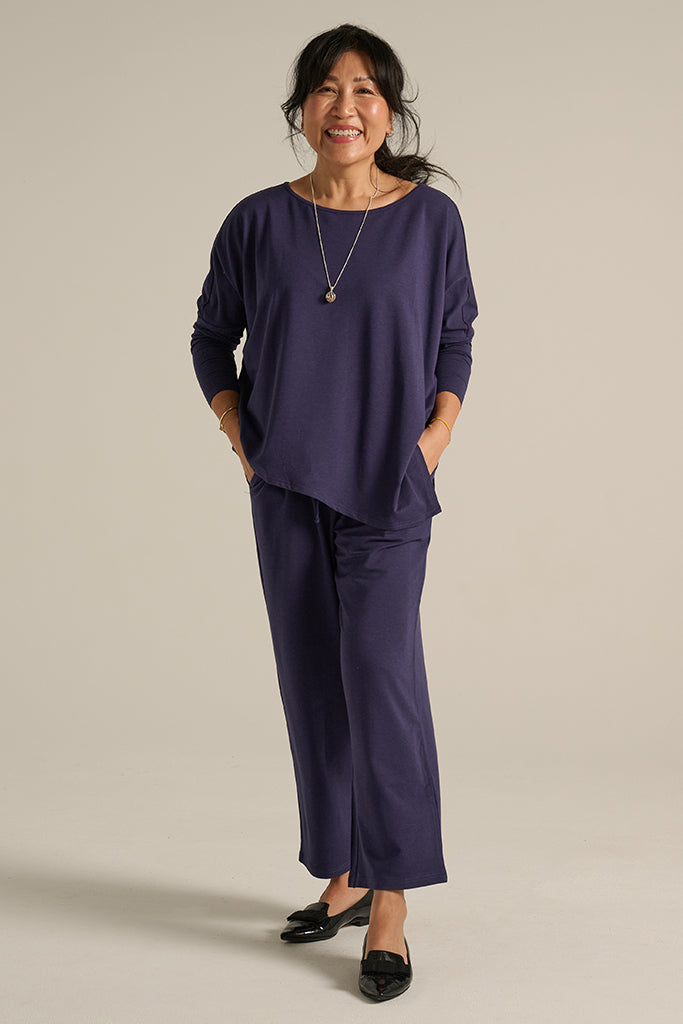 French Terry Relax Boatneck - Indigo