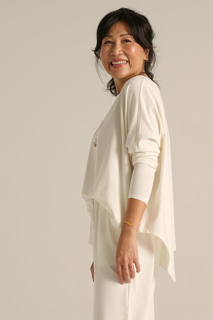 French Terry Relax Boatneck - Soft White