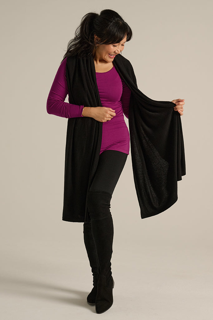 Bamboo & Recycled Cashmere Wool Travel Wrap - Black