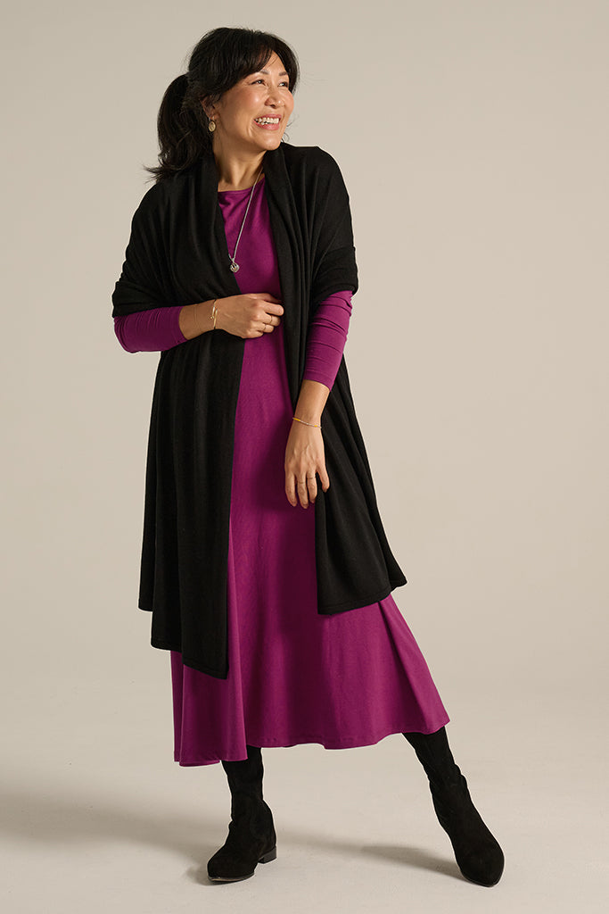 Bamboo & Recycled Cashmere Wool Travel Wrap - Black