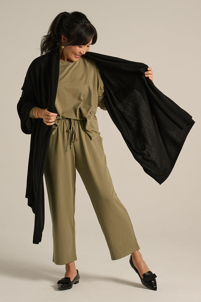 Bamboo & Recycled Cashmere Wool Travel Wrap - Black