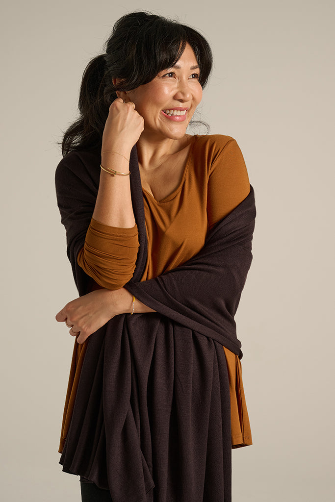 Bamboo Cashmere Wool Travel Wrap - Cacao