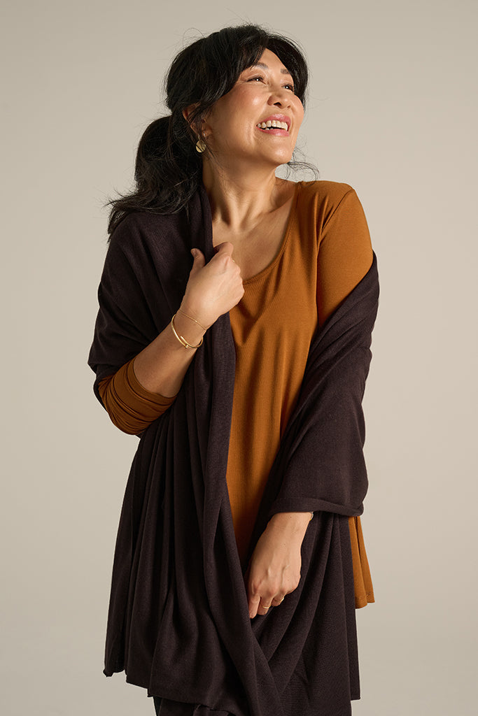Bamboo Cashmere Wool Travel Wrap - Cacao