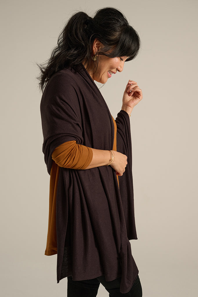 Bamboo Cashmere Wool Travel Wrap - Cacao