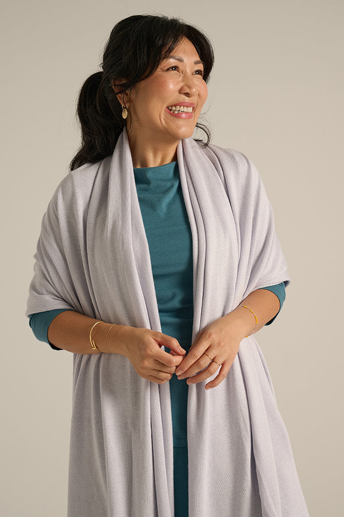 Bamboo & Recycled Cashmere Wool Travel Wrap - Heather