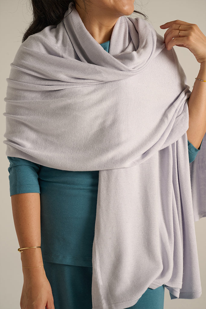 Bamboo & Recycled Cashmere Wool Travel Wrap - Heather