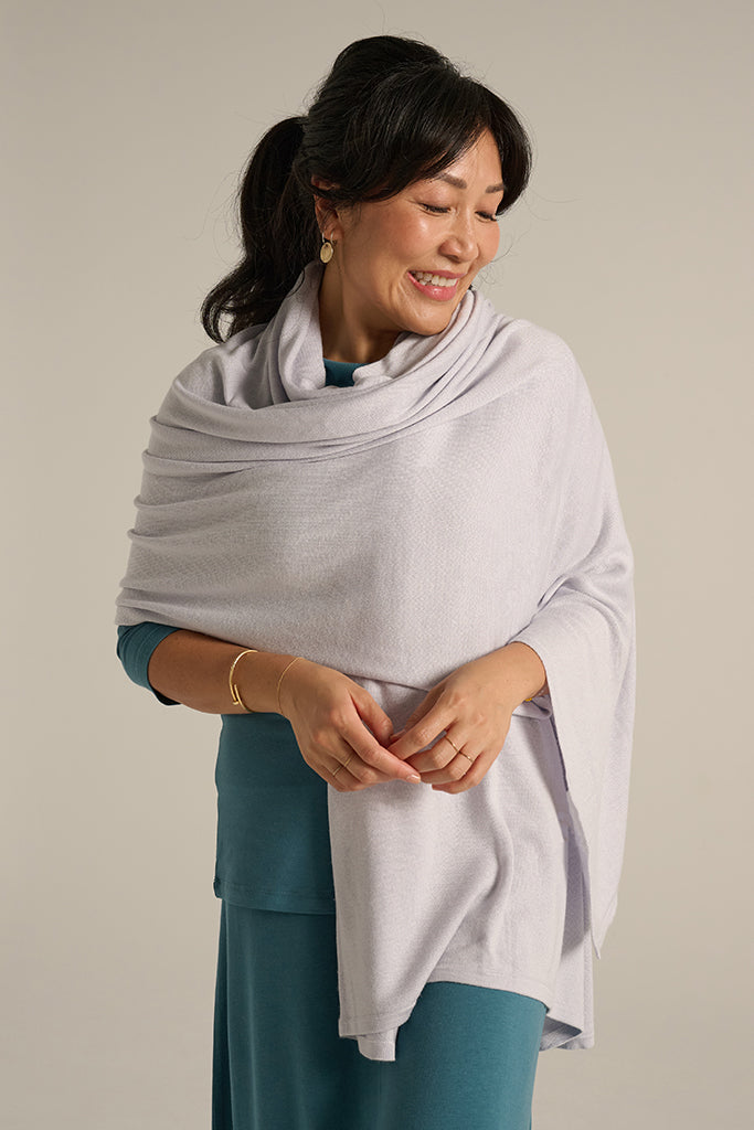 Bamboo & Recycled Cashmere Wool Travel Wrap - Heather