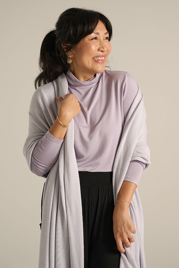 Bamboo & Recycled Cashmere Wool Travel Wrap - Heather