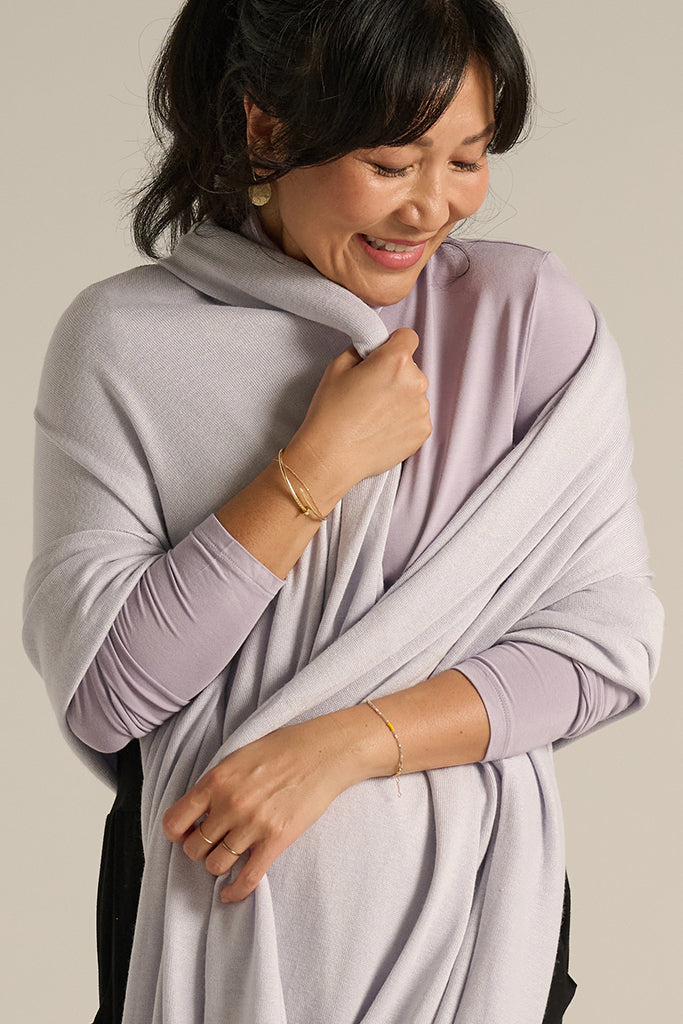 Bamboo & Recycled Cashmere Wool Travel Wrap - Heather