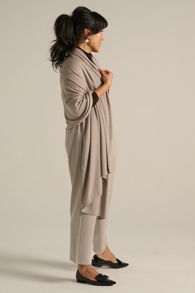 Bamboo & Recycled Cashmere Wool Travel Wrap - Mushroom